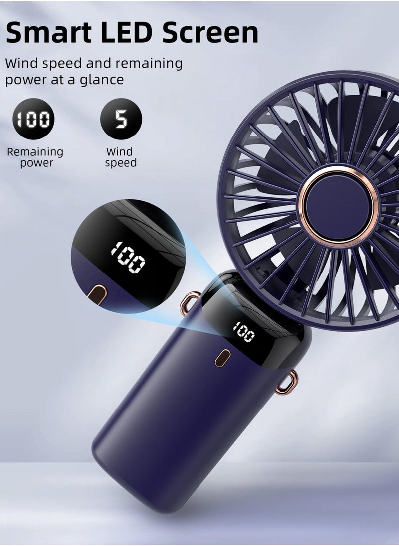 RAOYI Mini fan，Fan small,Portable Handheld Fan, Battery Operated Fan with Base, 8 Hours, Digital Display, 5 Speeds, 90° Ajustable, Rechargeable Mini Fan for Outdoor Indoor  - Image 4