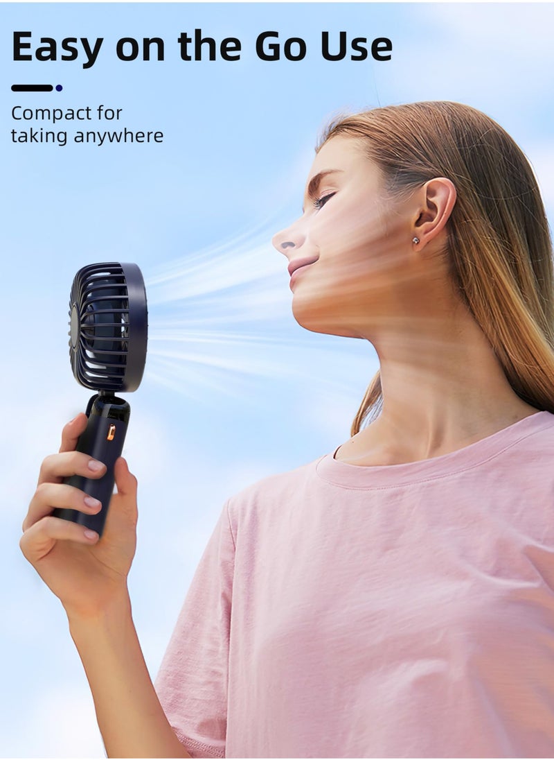 RAOYI Mini fan，Fan small,Portable Handheld Fan, Battery Operated Fan with Base, 8 Hours, Digital Display, 5 Speeds, 90° Ajustable, Rechargeable Mini Fan for Outdoor Indoor  - Image 2