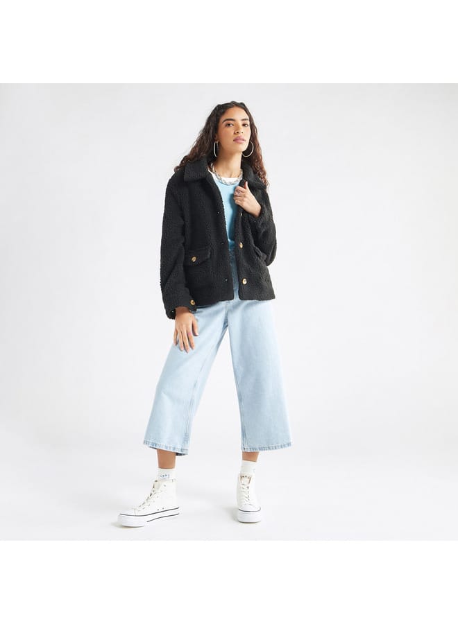 Splash FAV Textured Jacket with Long Sleeves and Pockets  - Image 2