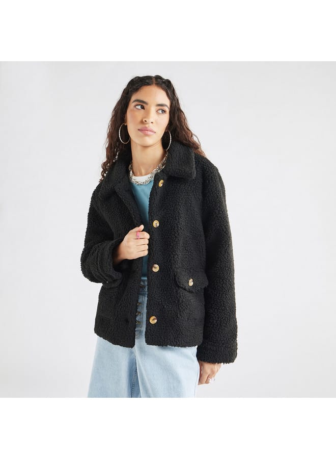 Splash FAV Textured Jacket with Long Sleeves and Pockets  - Image 1