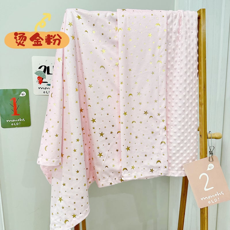 Childrens Air-conditioning Quilt Doudou Pacifying Small Wool Sleeping Blanket Washable Baby Lunch Break Quilt Four Seasons Sofa Blanket Cover Blanket Pink stars 