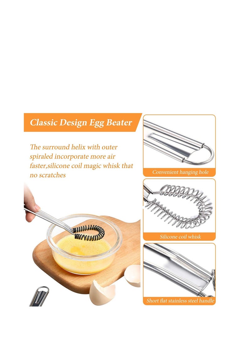 Generic Egg Beater Stainless Steel Mini Spring Coil Whisk Silicone Whisk Hand Held Sauce Stirrer Blender Milk Frother Foamer Coffee Mixer  - Image 2