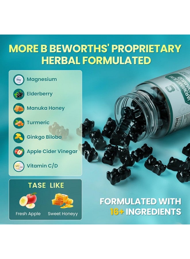 B BEWORTHS Sea Moss Black Seed Oil Ashwagandha Gummies, Irish Sea Moss Multimineral Supplement with Turmeric, Magnesium, Chlorophyll, Elderberry, Manuka Honey, Bladderwrack, Burdock Root, Vitamin - 60 - Image 4