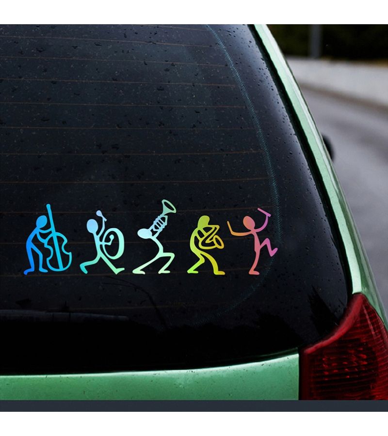 White Guitar Drum Trumpet Piano Saxophone Stickers Reflective Vinyl Decal For Car Truck Motorcycle - Image 4