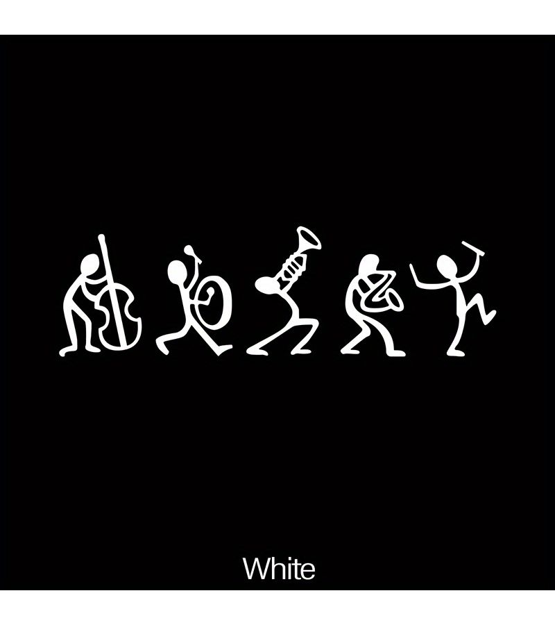 White Guitar Drum Trumpet Piano Saxophone Stickers Reflective Vinyl Decal For Car Truck Motorcycle - Image 5