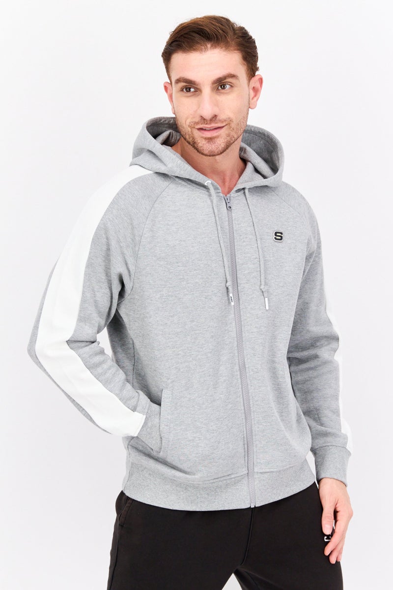 SKECHERS Men Sportswear Fit Long Sleeve Outdoor Hooded Jacket, Grey  - Image 1