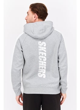 SKECHERS Men Sportswear Fit Long Sleeve Outdoor Hooded Jacket, Grey  - Image 3