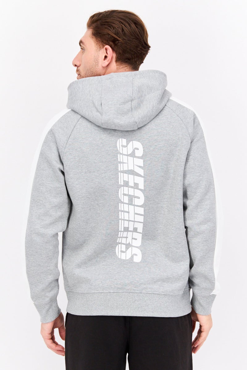 SKECHERS Men Sportswear Fit Long Sleeve Outdoor Hooded Jacket, Grey  - Image 3