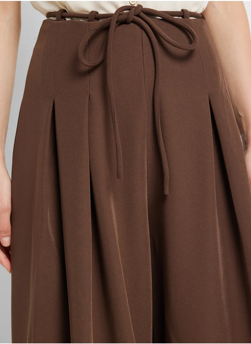 ELLA Wide Leg Pants With Waist Tie Detail