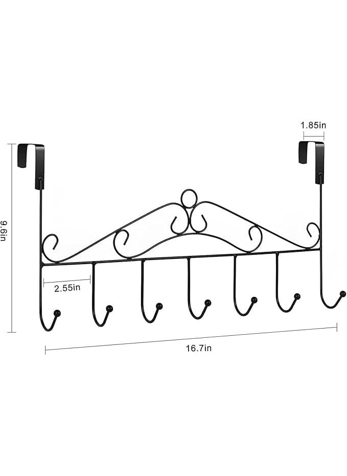 Wishbone Wishbone 7 Hooks Hanger 2 Pack Over The Door Hangers with 7 HooksMetal Hanging Rack OrganizerDoor Hanger HookOver Door Hook Rack for Clothes Coat Purses Towel Scarf Belt Hat Closet Bathroom  - Image 2