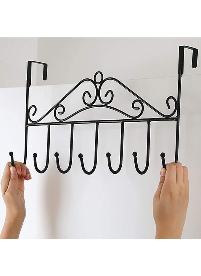 Wishbone Wishbone 7 Hooks Hanger 2 Pack Over The Door Hangers with 7 HooksMetal Hanging Rack OrganizerDoor Hanger HookOver Door Hook Rack for Clothes Coat Purses Towel Scarf Belt Hat Closet Bathroom  - Image 5