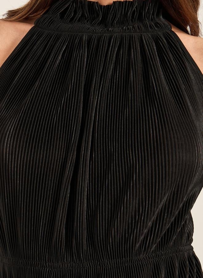 Styli Pleated Halter Neck Dress - Image 5