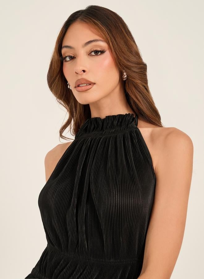 Styli Pleated Halter Neck Dress - Image 4