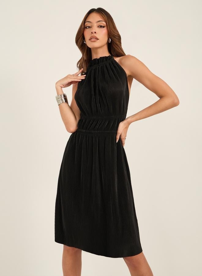 Styli Pleated Halter Neck Dress - Image 3