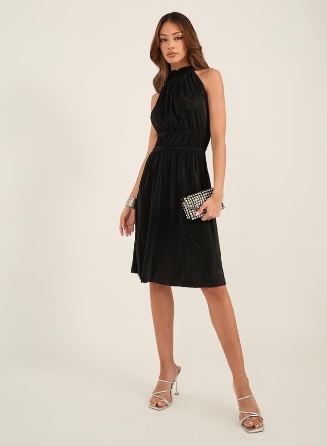Styli Pleated Halter Neck Dress - Image 2