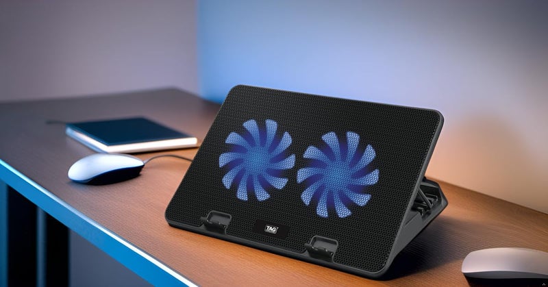 tag Frost 2.0 Laptop Cooling Pad | 2 * 1 125mm Blue LED Lights 2 Fans | Fan Speed Control | 2 USB Ports | 10-15.6 Inch Laptop Support | 4 Levels Height Adjustments Stand | Anti-Skid Baffle - Image 2