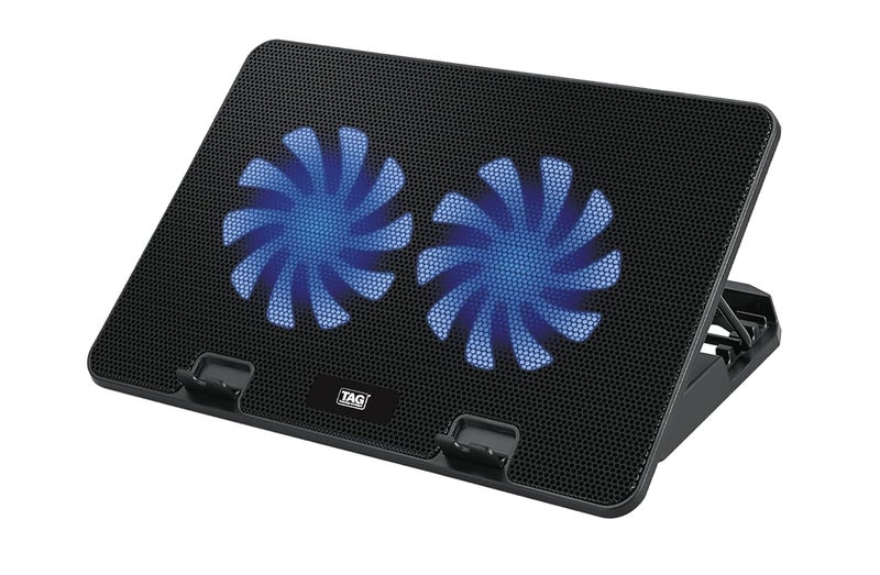 tag Frost 2.0 Laptop Cooling Pad | 2 * 1 125mm Blue LED Lights 2 Fans | Fan Speed Control | 2 USB Ports | 10-15.6 Inch Laptop Support | 4 Levels Height Adjustments Stand | Anti-Skid Baffle - Image 1