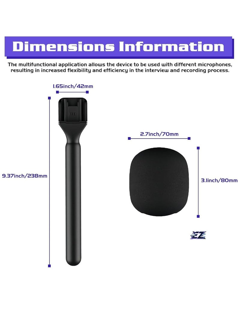 ELTRAZONE محول يدوي عالمي للمقابلات - حامل ميكروفون لافاليير لاسلكي لحامل Wireless GO I/II، Rode Wireless Me/Pro، DJI Mic 1/2، حامل يدوي عالمي للمقابلات، البودكاست، وإنشاء المحتوى - Image 2
