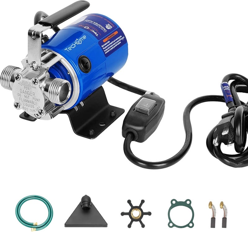 Techome Water Pump, 115V 1/10HP 330GPH Water Transfer Utility Pump, With ON/OFF Switch And Suction Hose Kit. - Image 1