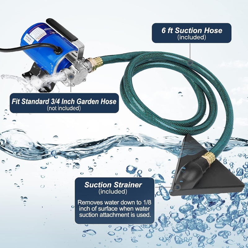 Techome Water Pump, 115V 1/10HP 330GPH Water Transfer Utility Pump, With ON/OFF Switch And Suction Hose Kit. - Image 5