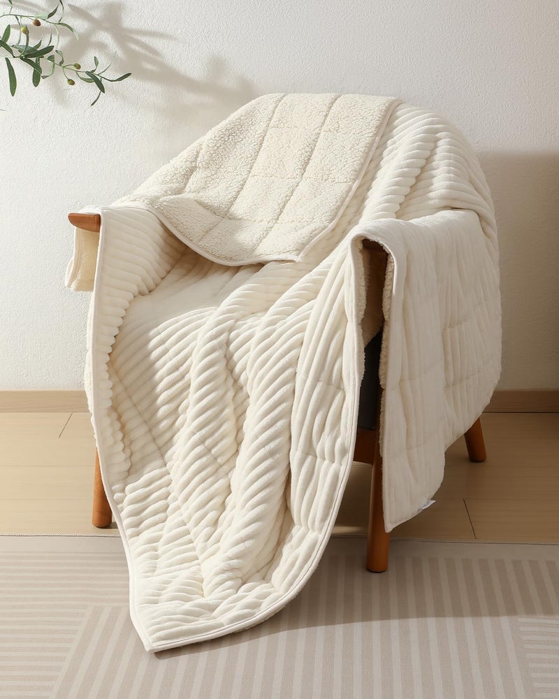 CYK Weighted Blanket 15 lbs for Adults Queen Size 60"x80" - Dual-Sided Fleece & Sherpa Blanket - Heavy Plush Flannel Winter Warm Blanket for Bed and Couch - Image 1