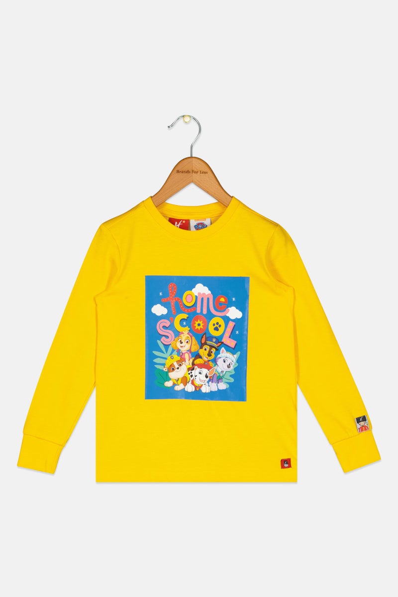 Hamleys x Paw Patrol Toddlers Boy Crew Neck Long Sleeve Graphic Print T-Shirt, Yellow - Image 3
