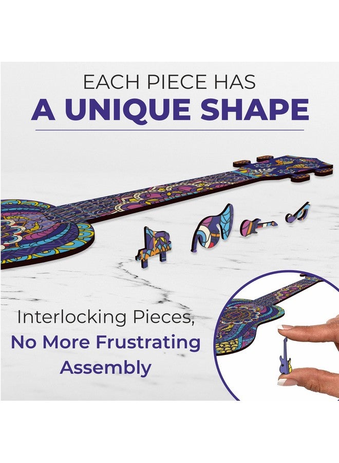 Webby Colourful Ukulele Wooden Jigsaw Puzzle, Beautiful Unique Family Guitar Shape Jigsaw Puzzle, Best Gift for Adults,Teenagers & Kids (50×19) cm, 100 Pcs - Image 4