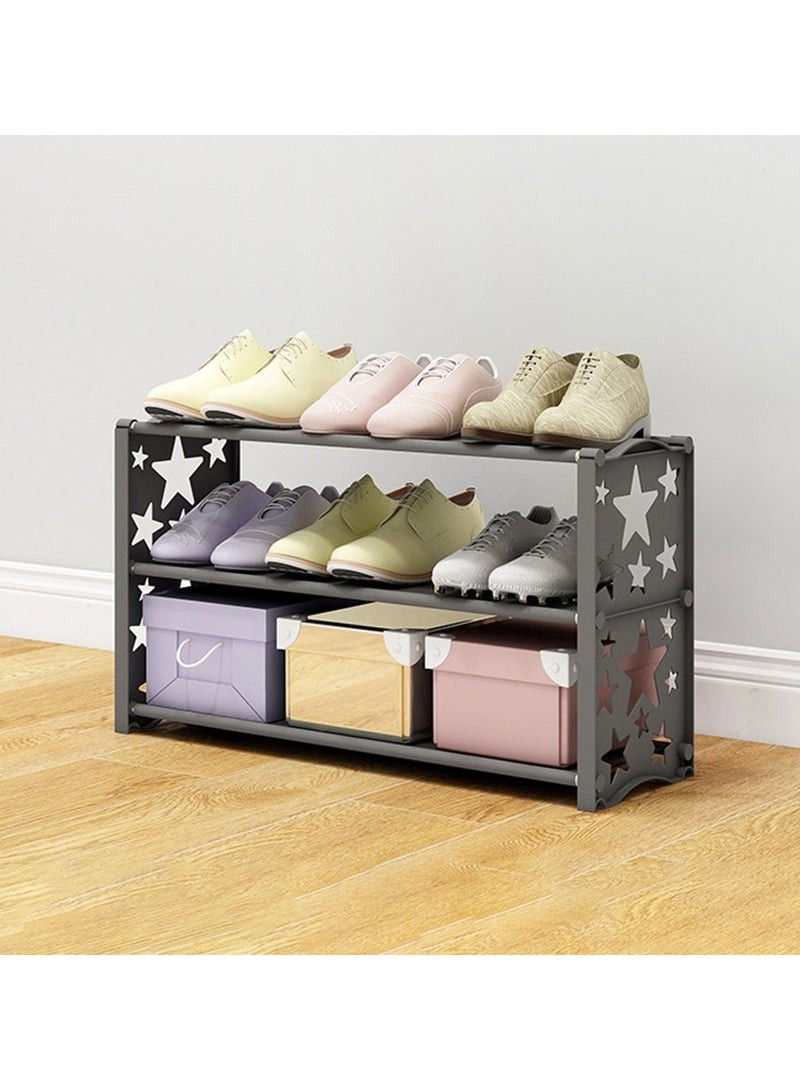 عام رف أحذية تخزين ثلاثي الطبقات رف أحذية نجمي مناسب للمنزل أو الشقة أو مدخل غرفة المعيشة أو غرفة النوم أو تحت السرير - Image 1