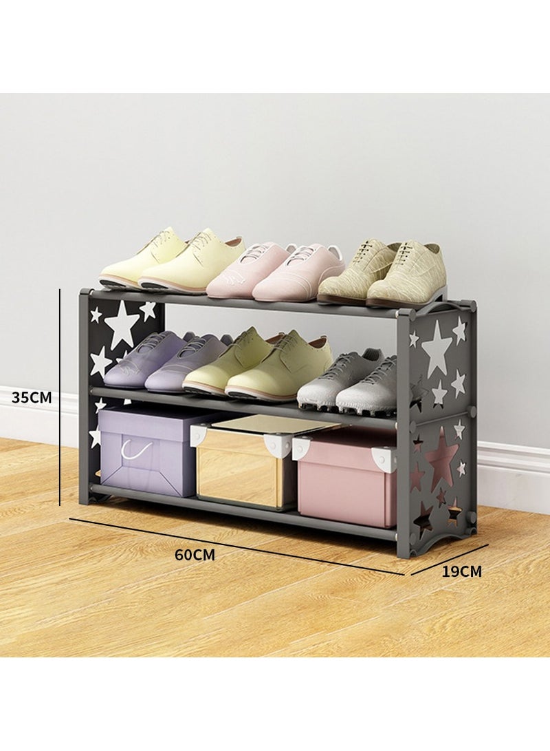 عام رف أحذية تخزين ثلاثي الطبقات رف أحذية نجمي مناسب للمنزل أو الشقة أو مدخل غرفة المعيشة أو غرفة النوم أو تحت السرير - Image 2
