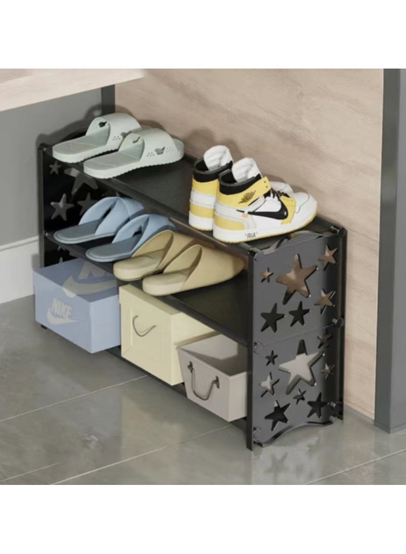 عام رف أحذية تخزين ثلاثي الطبقات رف أحذية نجمي مناسب للمنزل أو الشقة أو مدخل غرفة المعيشة أو غرفة النوم أو تحت السرير - Image 3