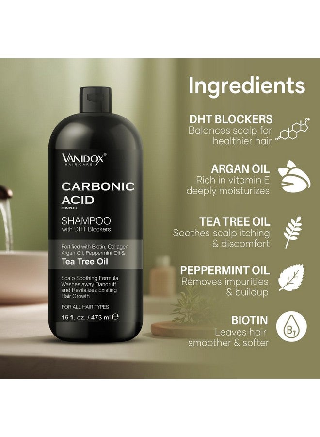 VANIDOX Carbonic Acid Shampoo for Men and Women with DHT Blockers - Made in USA - Stimulates Hair Growth, Scalp Exfoliator, Sulfate Free Shampoo with Biotin and Tea Tree Oil (16 Fl Oz) - Image 4