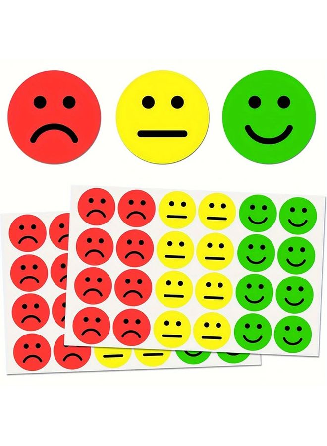 1200 Pieces 1 Inch Happy Sad Neutral Face Stickers 3 Colors A3 Sheets For Teaching Reward - Image 1