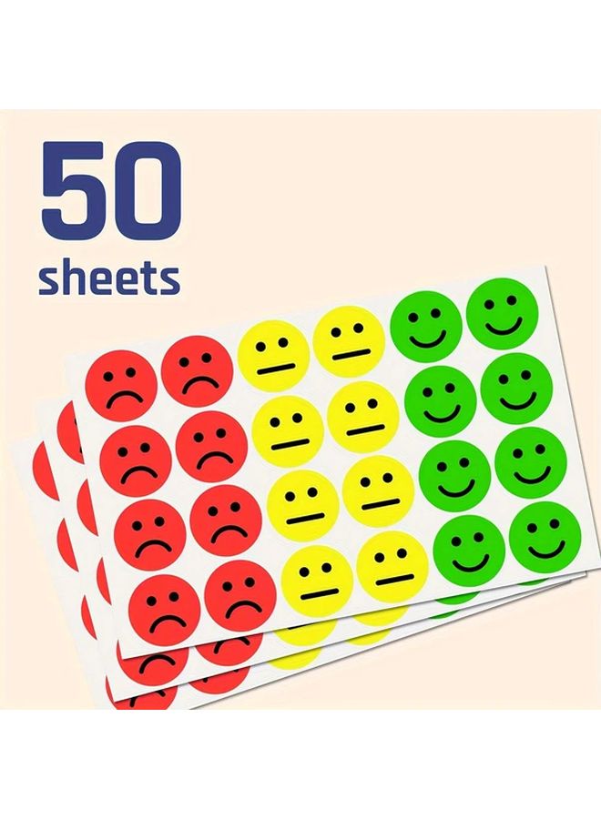 1200 Pieces 1 Inch Happy Sad Neutral Face Stickers 3 Colors A3 Sheets For Teaching Reward - Image 4