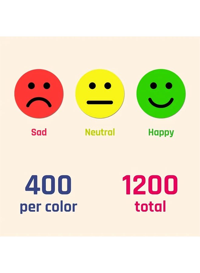 1200 Pieces 1 Inch Happy Sad Neutral Face Stickers 3 Colors A3 Sheets For Teaching Reward - Image 3