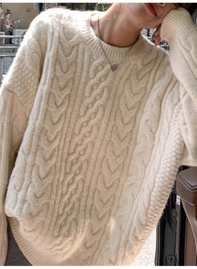 Leyuan Autumn Winter New Retro Twist Soft Loose Knitted Sweater Top High-end Feel Cardigan Women's Clothing - Image 5