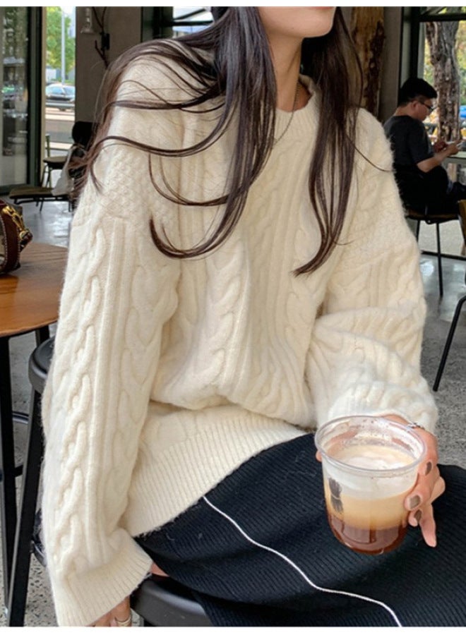 Leyuan Autumn Winter New Retro Twist Soft Loose Knitted Sweater Top High-end Feel Cardigan Women's Clothing - Image 2