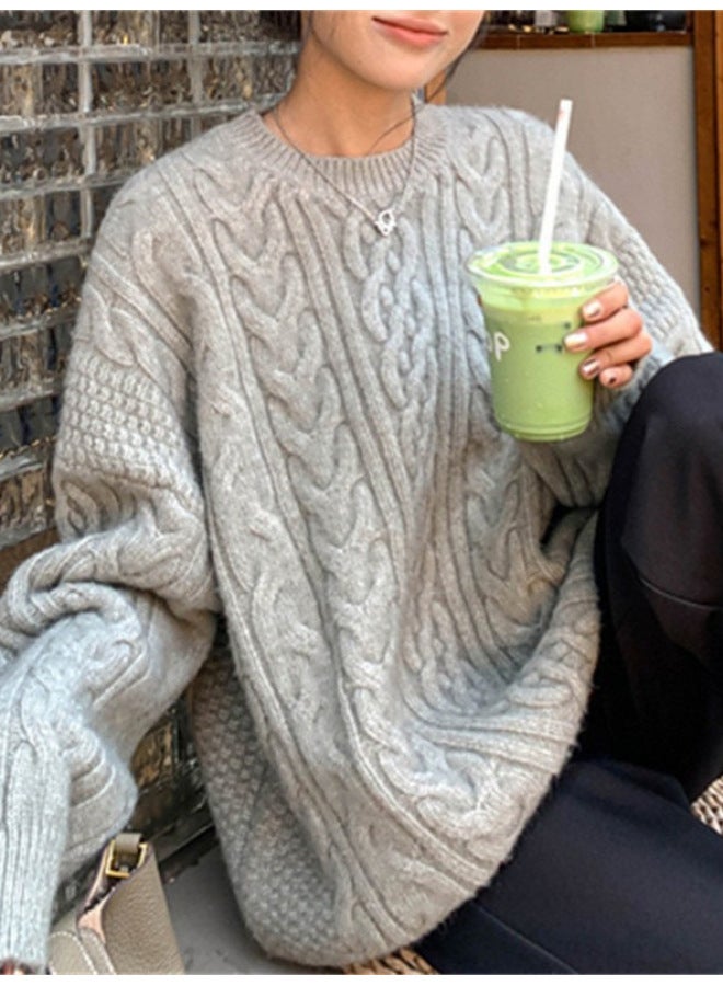 Leyuan Autumn Winter New Retro Twist Soft Loose Knitted Sweater Top High-end Feel Cardigan Women's Clothing - Image 4
