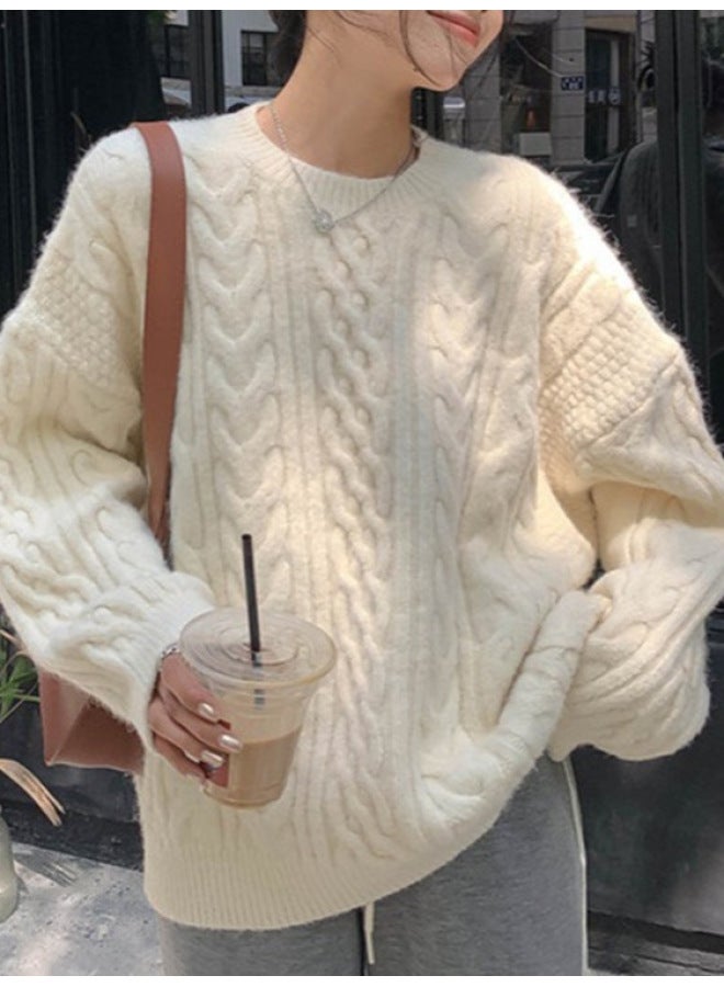 Leyuan Autumn Winter New Retro Twist Soft Loose Knitted Sweater Top High-end Feel Cardigan Women's Clothing - Image 3