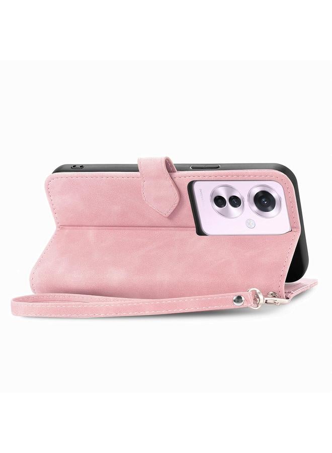 اس-توب جراب هاتف OPPO Reno11 F 5G من الجلد بسحاب منقوش بالزهور - Image 5