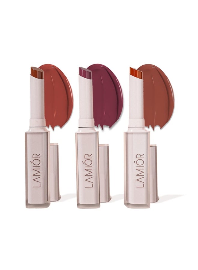 Lamior Lip Drip Gloss Stick | Ultra Glossy Mirror Shine, Non-Sticky, Featherlight | Hydrating, Long-Lasting Colour | with Hyaluronic Acid, Peptides & Kakadu Plum | Vegan & Clean Beauty - Calming Breeze - Combo of 3 - Image 1