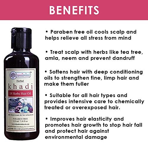 KHADI RISHIKESH Ayurvedic 18 Herb Hair Growth Hair Oil For Reduce Dandruff |Long Strong Hair | Deep Conditioning | Anti Hair Fall | | All Hair Types- 210ML - Image 2