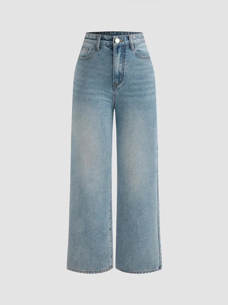 زوبعة جينز واسع الساق بتأثير الغسيل