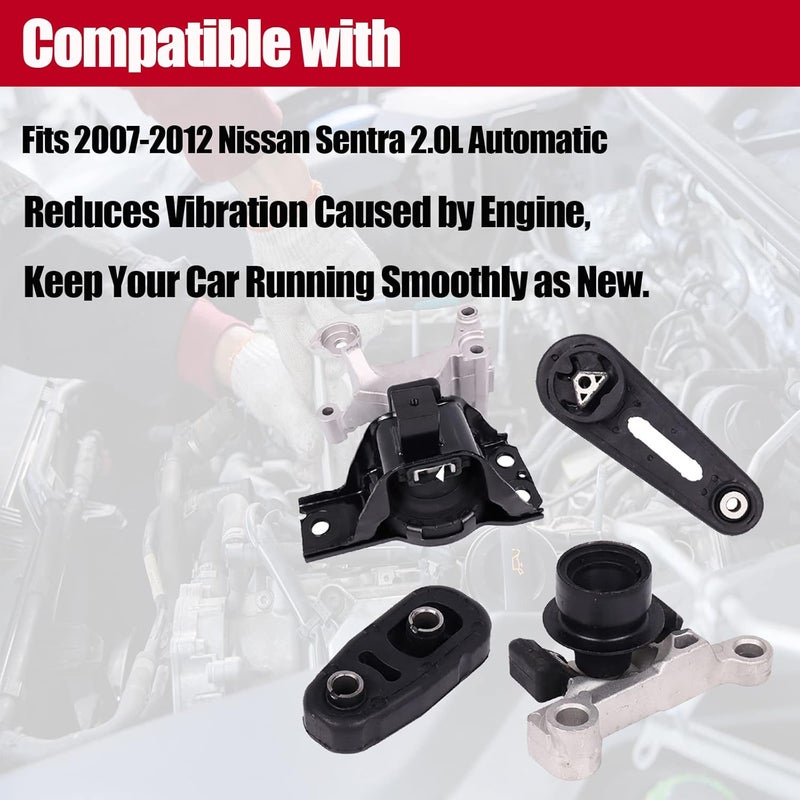Patewin Engine Motor Mount Set for 2007-2012 Nissan Sentra 2.0L with AUTO CVT - 4pcs - Image 2
