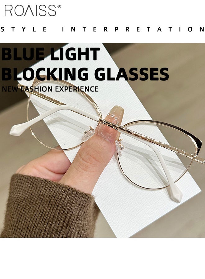 roaiss Blue Light Blocking Glasses for Women Anti UV and Glare Blue Light Filter Computer Glasses Cat Eye Photochromic Anti Eyestrain Headache Eyewear White Gold 51mm - Image 5
