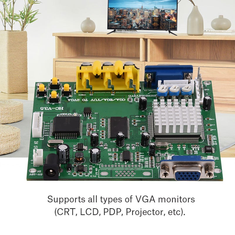 Cga To Vga Converter - 24-Bit A/D Conversion, Auto Signal Scan, Multi-Input Support - Video Signal Converter for Arcade Games, Crt, Lcd, Pdp Monitors & Projectors - Image 1