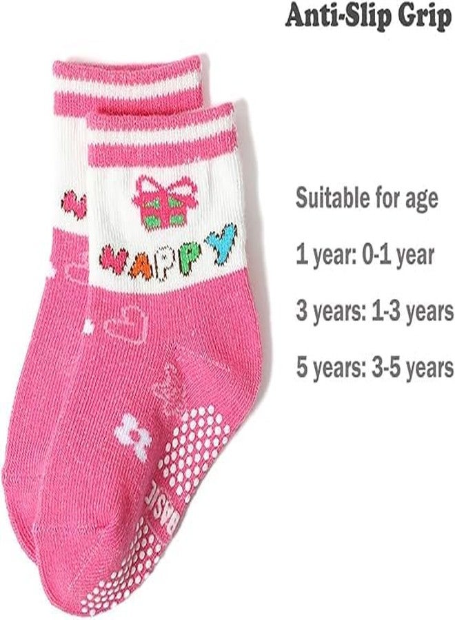CUTEABLY جوارب أطفال قطنية لطيفة، غير قابلة للانزلاق، بطول الكاحل، للأولاد والبنات، للأطفال الصغار، الرضع (3-4 سنوات)، متعددة الألوان - Image 2