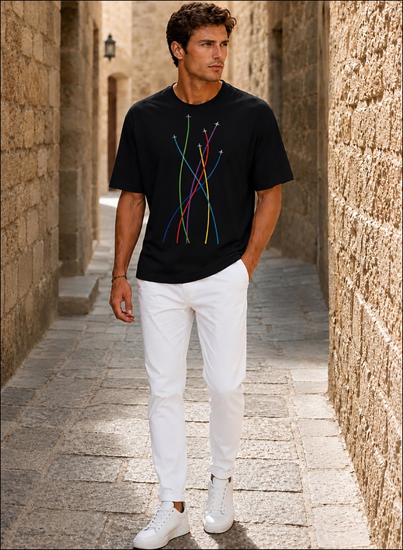 Hero Basic Oversized Airplane Print T-Shirt