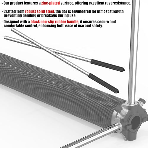 Blesseras Garage Door Torsion Spring Winding Bars with Non-Slip Handle, D1/2'' x L17.2'', 1 Pair - Image 3