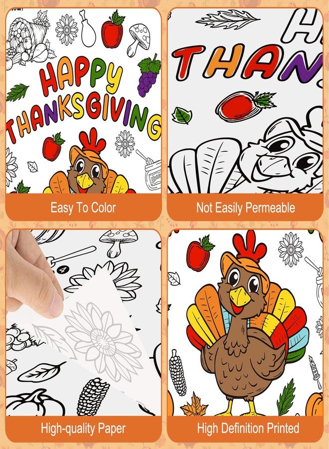 PERFQU Happy Thanksgiving Coloring Poster-Thanksgiving Coloring Tablecloth for Kids - 72 x 30 Inches, Giant Thanksgivings Paper Table Cloth Cover Crafts Activity for Fall Thank sgiving Day Party Decor - Image 5