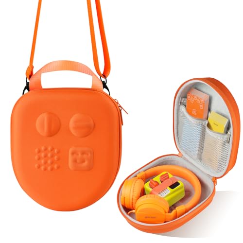 sarlar Hard Travel Case Compatible with Yoto Mini (2024 Edition) & Accessories, Carrying Case with Shoulder Strap Holds kids Audio Music player, Headphones & Up To 120 Audiobook Cards, Orange - Image 1